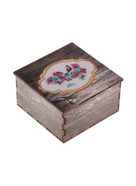Шкатулка дерево Цветы и бабочки (10х10х5,5) (1233599)