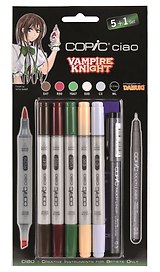 Набор маркеров Copic Ciao "Рыцарь-вампир", 5 цветов + мультилинер 0.3 мм