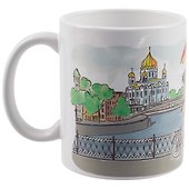 Кружка Москва Девушка с зонтиком на велосипеде (керамика) (330мл) (коробка) - 2