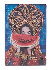 Ежедневник недат. А5 120л "Наппа. Маргарита Карева, арбуз" кожзам, мягк. переплет, тисн.фольгой, офсет, справ.мат-лы, ляссе, инд.уп