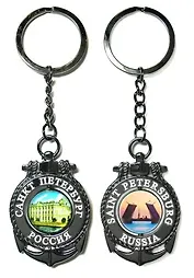 Сувенир, Брелок-якорь-тросик, "Эрмитаж-Разводной мост", металлическая вставка, цветная,  цвет черный жемчуг