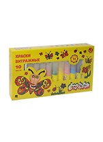 Краски витражные 10 цв. (20мл) (КВТКМ10) (067679) (16 картинок) (Каляка-Маляка) (3+)