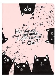 Тетрадь общая «Hey human. Коты», 48 листов в клетку, A5 - Be Smart