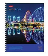 Тетрадь 100л кл. "Огни ночного города" спираль, обложка с карманом, УФ-лак