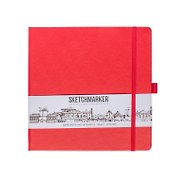 Скетчбук 20*20 80л "Sketchmarker" красный, 140г/м2, слоновая кость, тв.обл.