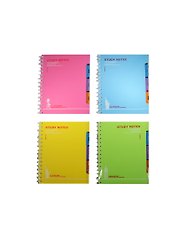 Тетрадь 100л лин. "Study Notes" пласт.обл., вырубка, спираль, 3 цв.разделителя, инд.уп., ассорти