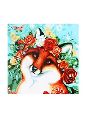 Холст с красками 20х20см по номерам (в коробке), (14цв) Лиса в венке (Арт. ХК-4073)