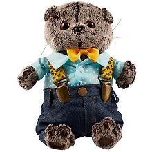 Игрушка мягкая Басик в джинсах с подтяжками, Budi Basa