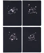 Записная книжка А6 28 листов, нелинованная, "Cat" сшивка, черный внутренний блок, в ассортименте