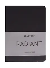 Ежедневник дат. 2025г А6 176л "Radiant" черный, интегр.переплет, иск.кожа, термотиснение, покрытие Soft Touch, скругл.углы, тонир.блок, ляссе, инд.уп