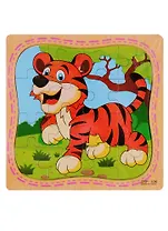 Деревянная пазл-рамка Рыжий кот Тигренок 16 элементов 15х15см (ИД-9969)