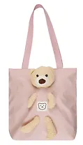 Сумка-шоппер на молнии с игрушкой Мишка (розовая) (35х34х9) (текстиль) (12-11141-SH13)