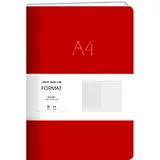 Книга для записей А4 80л лин. "Format" красн.иск.кожа, интегр.переплет, тиснение фольгой, скругл.углы, инд.уп.