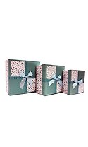 Коробка подарочная 20*20*9,5см, картон, декор.бант, салатовая, Хансибэг