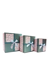 Коробка подарочная 20*20*9,5см, картон, декор.бант, салатовая, Хансибэг