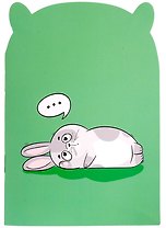 Записная книжка 120*170 32л "ЗАДУМЧИВЫЙ ЗАЯЦ" фигурная вырубка, карт.обл., мат.ламинация, скоба