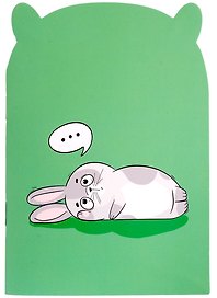 Записная книжка 120*170 32л "ЗАДУМЧИВЫЙ ЗАЯЦ" фигурная вырубка, карт.обл., мат.ламинация, скоба