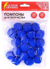 Помпоны для творчества синие (25 мм) (30 шт) (661450) (3+) (упаковка) (Остров сокровищ)