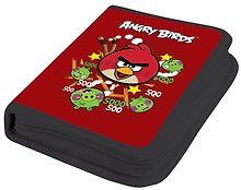 Пенал школьный 1отд. "ANGRY BIRDS" 19*14,5*2,5см, прямоугольный, c наполнением (17 предметов), голубой, Angry birds