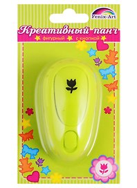 Панч-дырокол одинарный ТЮЛЬПАН рисунок/10мм, панч/68*34*32мм, зеленый, в блистере 45810