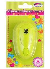 Панч-дырокол одинарный ТЮЛЬПАН рисунок/10мм, панч/68*34*32мм, зеленый, в блистере 45810