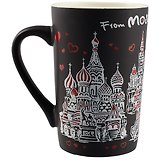 Кружка фарфор матовая From Moscow with love черная (065-4-BL-19-eng)