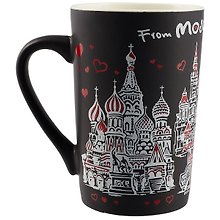 Кружка фарфор матовая From Moscow with love черная (065-4-BL-19-eng)