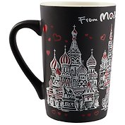 Кружка фарфор матовая From Moscow with love черная (065-4-BL-19-eng)