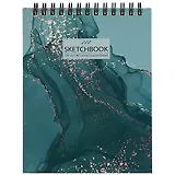 Скетчбук А6+ 125*160 40л "Marble" белый офсет, 100г/м2, тв.обложка, евроспираль