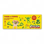 Краски гуашевые 08цв 17,5мл + глянец 45мл, к/к, Каляка-Маляка