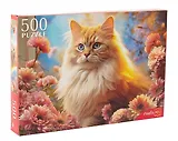 Пазл 500 элементов "Кот в хризантемах"  47х33 см