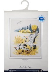 Набор для вышивания крестом Журавли (19х25см) (М225) (мулине DMS, канва Aida14, 5.5 клеток=1см, схема, игла, инструкция) (RTO) (Create for Fun)