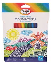 Фломастеры 12 цветов "Классические", Гамма