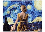 Холст с красками по номерам "Девушка и звездное небо", 30 х 40 см