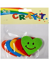 Вырубка из фетра «Сердца-смайлы», 5 см, 5 штук