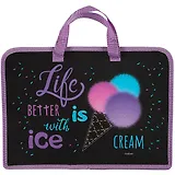 Папка для тетрадей А4 "Ice cream" 34*24,5*3,5см пластик, молния, текст.ручки
