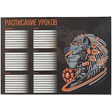 Расписание уроков «Кибер лев», А4, мелованный картон, Феникс+