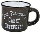 Кружка Санкт-Петербург коричневый фон, керамика, h=5,5см d=6,2см, 0.09л. без коробки