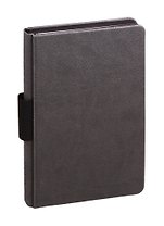 Книга для записей А5 96л кл. сер.иск.кожа, тв.переплет, петля для ручки на корешке, тонир.офсет кл., лин., тчк., инд.уп.