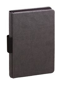 Книга для записей А5 96л кл. сер.иск.кожа, тв.переплет, петля для ручки на корешке, тонир.офсет кл., лин., тчк., инд.уп.