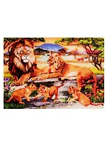 Набор для творчества, Рыжий Кот, Алмазная мозаика Семья львов (класс.) 30х40 см, с подр., с полн. заполн. (31цв.) ST966