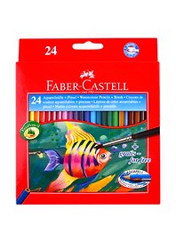 Карандаши цветные Faber-Castell, "Рыбки", акварельные 24 цвета с кисточкой