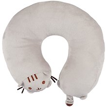 Подушка на шею «Кот с усами», (30х30 см), (серый)