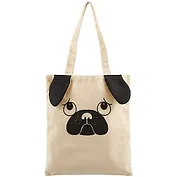 Сумка-шоппер с ушками Мопс 40см.*32см., текстиль