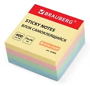 Блок бумаги 76*76мм самоклеящийся 400л 4цв пастель, BRAUBERG