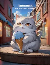 Дневник для мл.кл. "Котик и мороженое" 7БЦ, мат.ламинация, выб.глиттерный лак, печать с подсказками