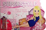 Альбом д/творч. Super Style с трафар. и накл. (Tz 10316) (накл., инструкц., 32 стр. контур., 3 съем. трафар.) (Kids creative) (пружина) (3+)