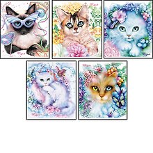 Тетрадь 48л кл. "Mysterious cats" (Таинственные кошки)" офсет, металлиз.пленка, сплош.глянц.лак, ассорти, Unnika