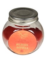 Свеча в стеклянной круглой баночке с металлической крышкой Яблоко и корица (9 см) (41236)