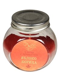 Свеча в стеклянной круглой баночке с металлической крышкой Яблоко и корица (9 см) (41236)